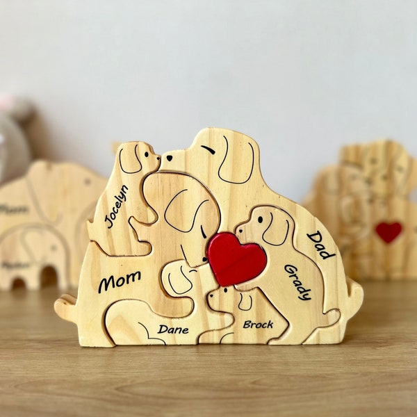 Family Home Decor, Gift for KidsWooden Bear Family Puzzle, Engraved Family Name Puzzle, Family Keepsake Gift,Animal Family Gift for home