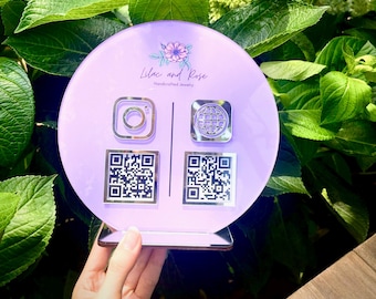 Custom Acrylic QR Code Business Sign: Social Media & Payment Display