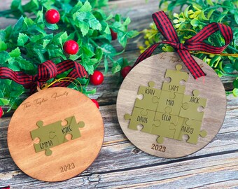 Personalized Family Ornament, Wooden Family puzzle Ornament, Wooden Custom Ornament, Wooden Family Ornament custom, Metal Ornament