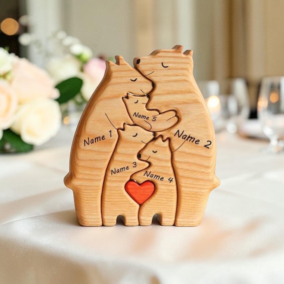 684 favorites don't lie — this custom wooden bear family puzzle is a breakout hit: charming, tactile, and endlessly personalizable as a family keepsake or Christmas gift.