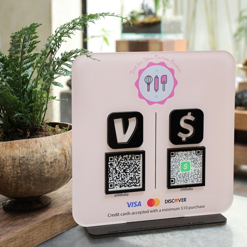 Acrylic QR Code Sign for Salon, 3D Raised Social Media and Payment ...