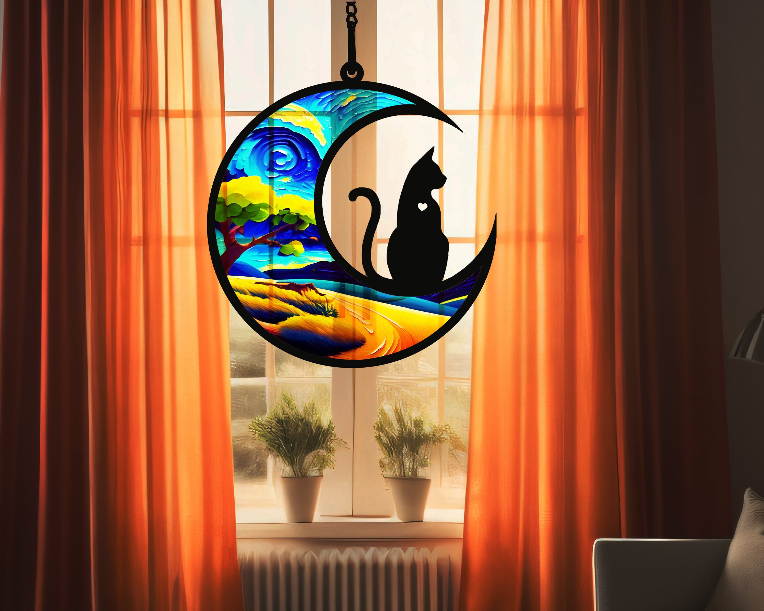 Pet Memorial Suncatcher, Loss Of Pet Sympathy Gift| Handmade Custom Name Cat Decor