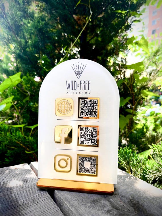 Custom Acrylic QR Code Business Sign | Multi QR Scan to Pay Display