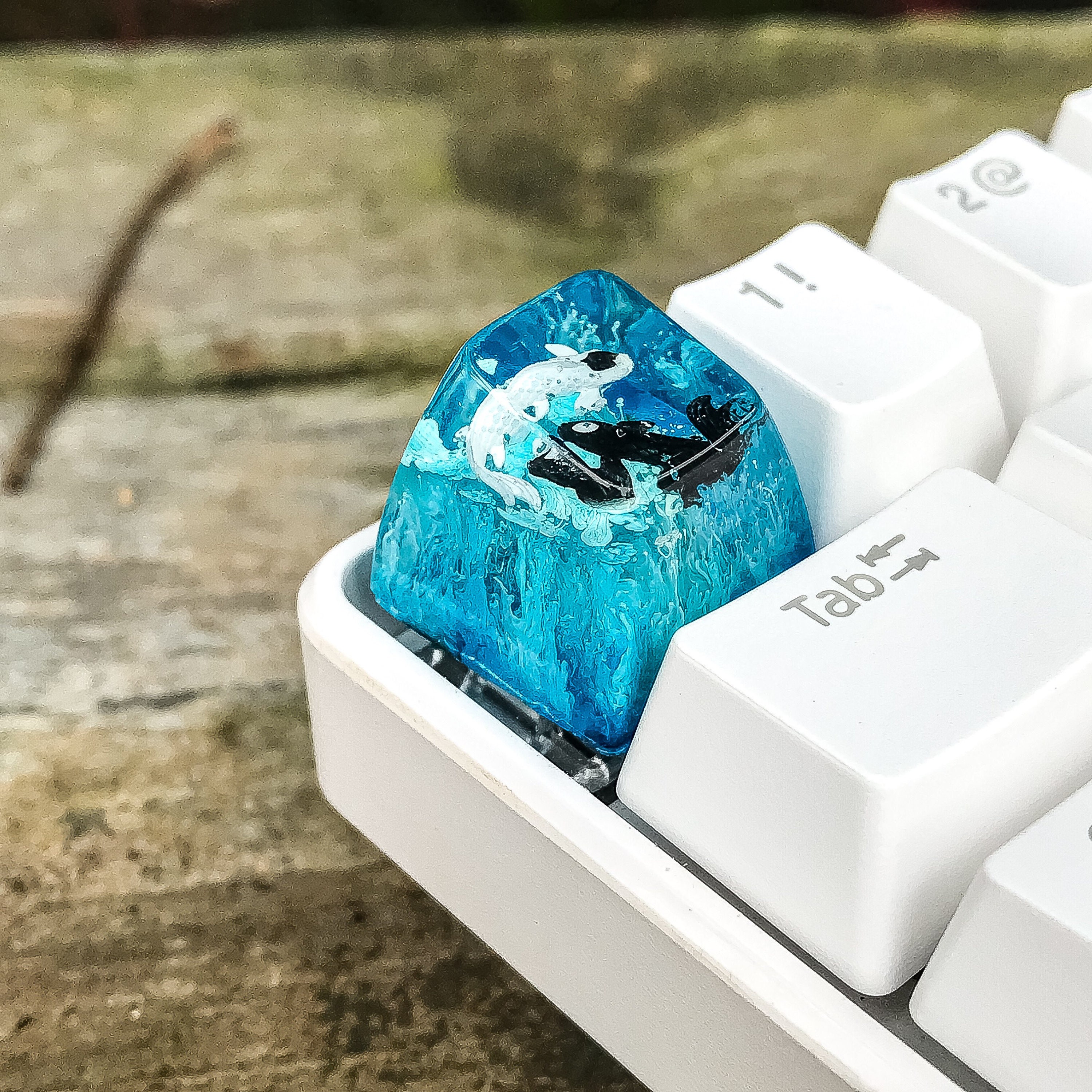 Koi Fish Resin Keycap R1 SA Proile Colorful Keycaps Handmade Artisan …