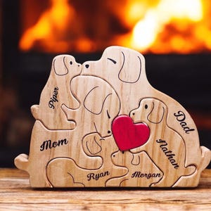 Family Home Decor, Gift for KidsWooden Bear Family Puzzle, Engraved Family Name Puzzle, Family Keepsake Gift,Animal Family Gift for home