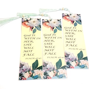 Floral handmade Christian Bookmark/ Christian Gif / God Is Within Her/ Bible Bookmarks /Scripture Bookmarks /Religious Bookmarks