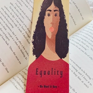 Handmade Equality lady glitter Laminated Bookmark