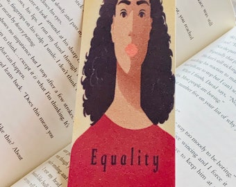 Handmade Equality lady glitter Laminated Bookmark
