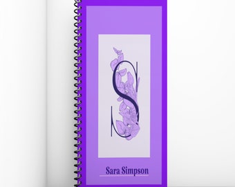 Personalized Initial Journal, Letter Notebook, Initial Notebook, Lined or Unlined Spiral Soft Cover Spiral Book,