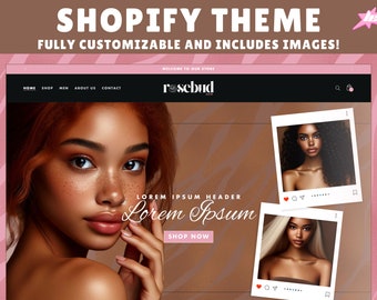 Rosebud Shopify Theme, Website Vorlage, Beauty Website, Haar Website, Rosa Shopify Theme, Süß Shopify Theme, Rose Gold Shopget Template