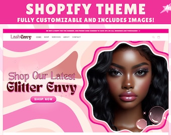 Pink Giselle Shopify Theme, Website Template, Beauty Website, Clothing Website, Pink Shopify Theme, Cute Shopify Theme, Fun Shopify Template