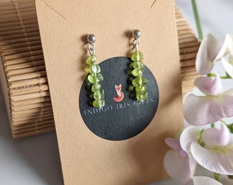 Peridot Earrings Silver Gold Gemstone Dangle Drop Earrings August Birthstone Jewellery Studs