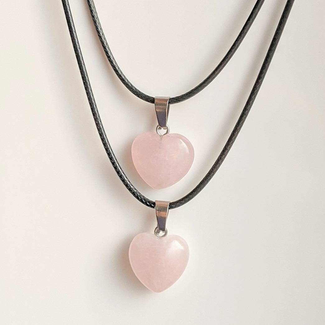 Rose Quartz Heart Silver Pendant Necklace Rose Quartz Crystal | Etsy