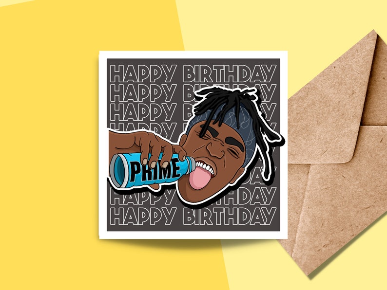 Prime Ksi Happy Birthday Card Pop Culture Greeting Card - Etsy