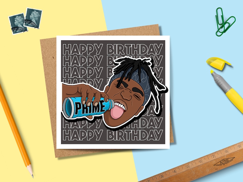 Prime Ksi Happy Birthday Card Pop Culture Greeting Card - Etsy