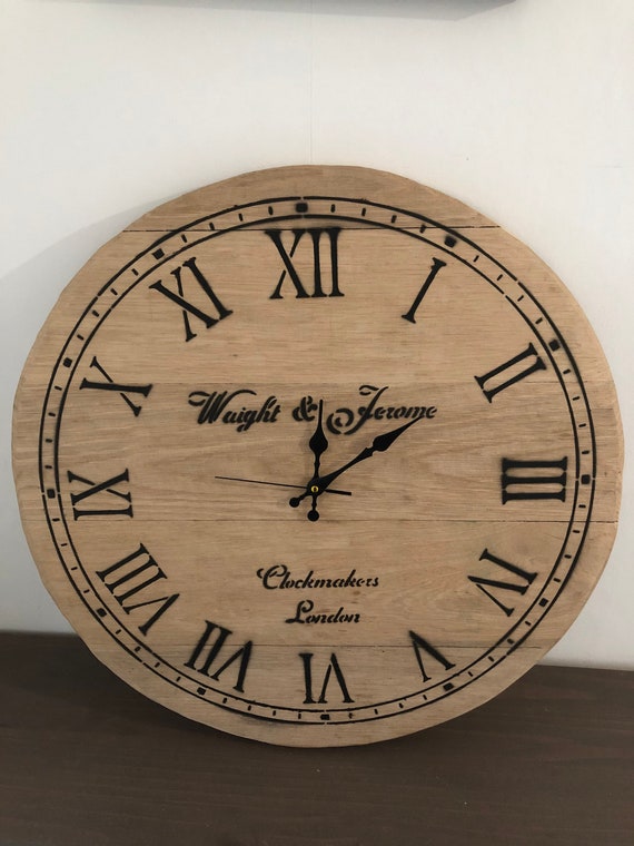 22 Inch Oak Whiskey Barrel Lid Clock Etsy