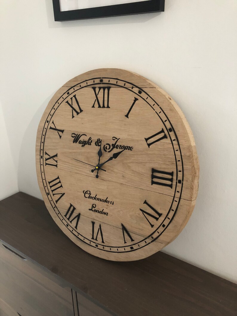 22 Inch Oak Whiskey Barrel Lid Clock Etsy