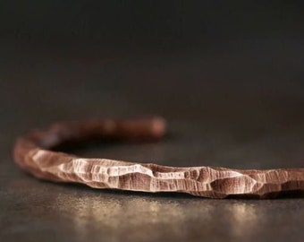 Bracelet Tibétain En Cuivre Martelé à La Main – Style Ethnique Primitif, Ajustable