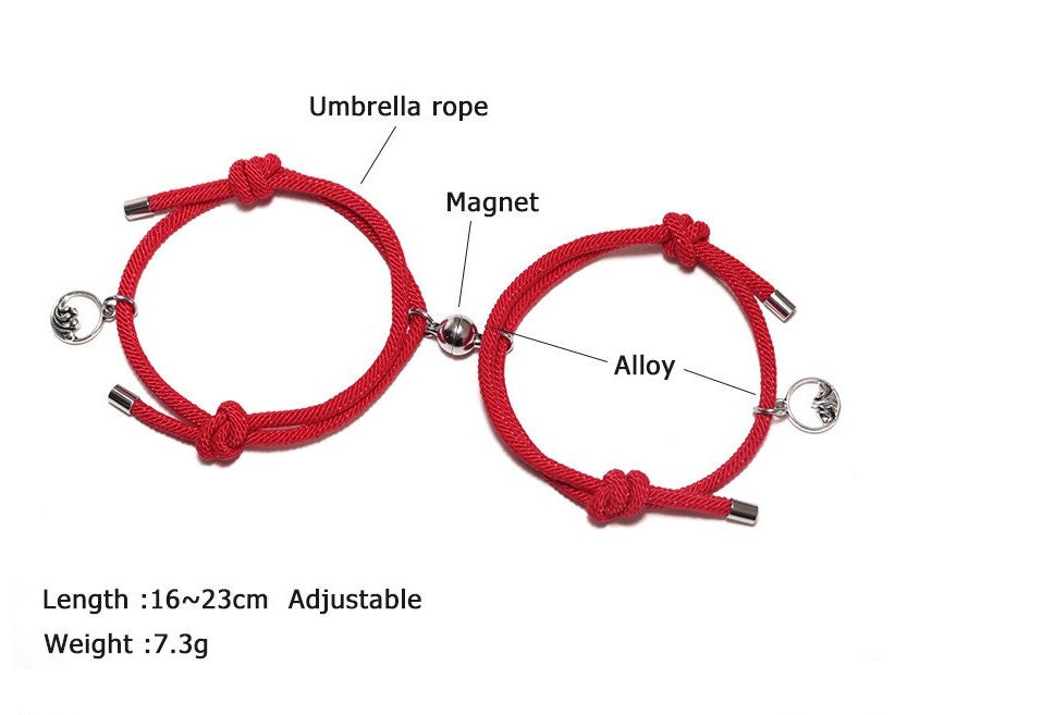 Vnox Magnetic Couples Bracelet, Adjustable Matching Macrame