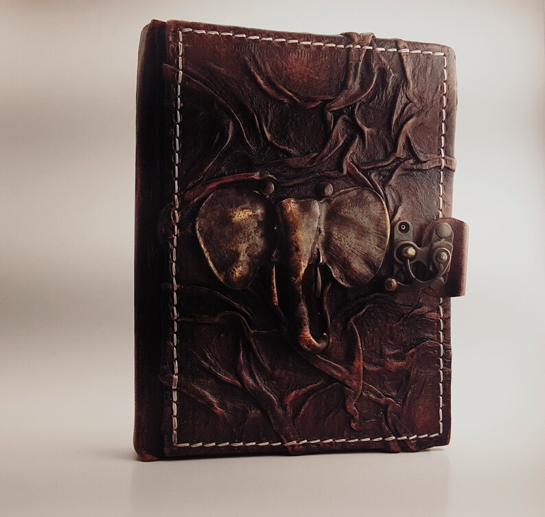 Handmade Leather Journal With Latch. Embossed Diary Book Etsy