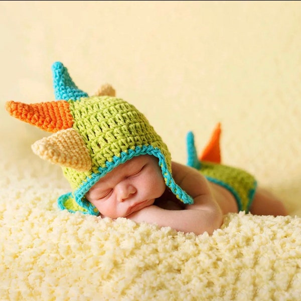 Dinosaur Newborn Outfit ~ Dinosaur Baby Outfit ~ Newborn Baby Dinosaur Outfit Costume ~ Baby Dinosaur ~ Photography Prop Knitted Crochet