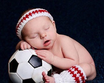 Soccer Baby - Soccer Hat, Diaper cover and Ball  ~ Baby Soccer Outfit ~ Newborn Football ~ Sports Nursery ~ Crochet Soccer Baby ~