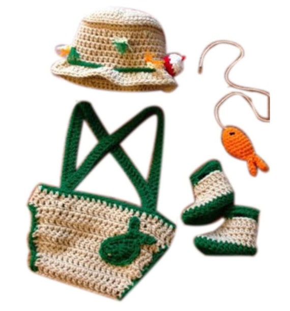 Newborn Baby Fisherman Outfit Costume as a Photography Prop Knitted Crochet  Set Clothing -  Canada