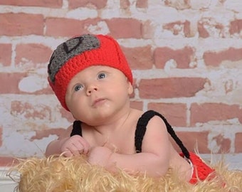 Firefighter Baby ~ Crochet Fireman Baby Outfit ~ Baby Fireman Outfit ~ ~ Baby Firefighter Costume ~ Little Fireman Newborn Halloween Costume