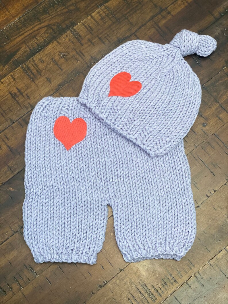 NewbornHeart Hat and Diaper Cover Newborn Baby Knitted Outfit Newborn Photo Prop or Costume Crochet Newborn Baby Gnome image 2