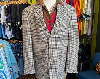 1990s Tommy Hilfiger Houndstooth Blazer Sz Med-Lg