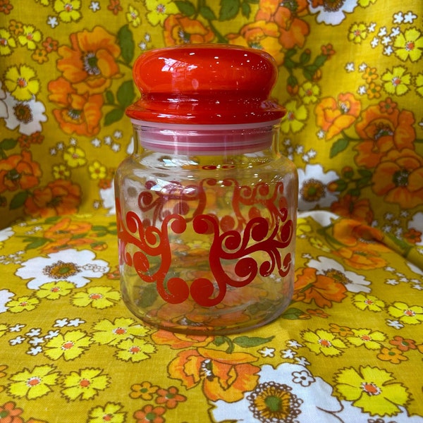 Vintage Orange Swirl Stash Candy Jar