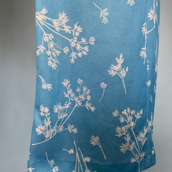 70s Vintage Blue Floral DAY DRESS dagger collar H… - image 8