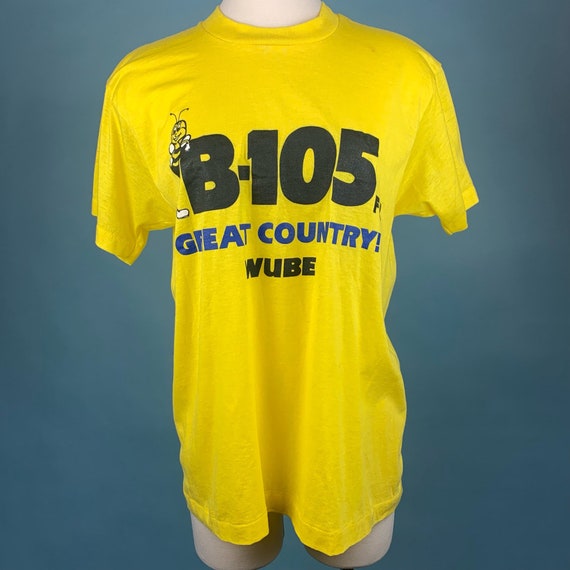 80s Vintage COUNTRY Radio B-105 FM T-shirt Sz L - image 1