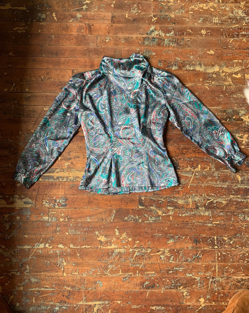 80s Vintage Paisley Blouse image 1