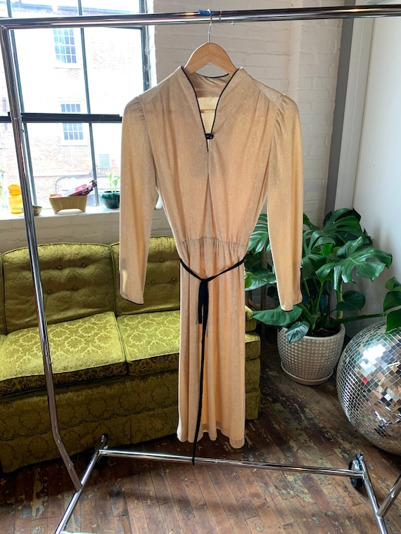 70s Vintage Gold Terrycloth Dress