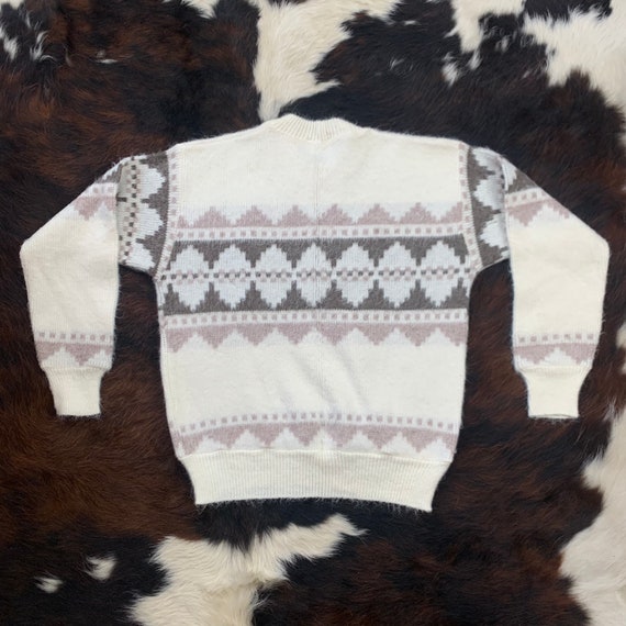 70s-80s vintage ARGYLE Neutral Tones Sweater Sz M… - image 3