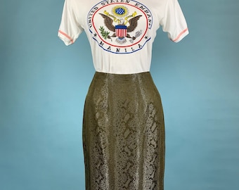 90s Vintage SNAKE Pattern High Waist SILK Mini Skirt size XS-Sm 27” waist