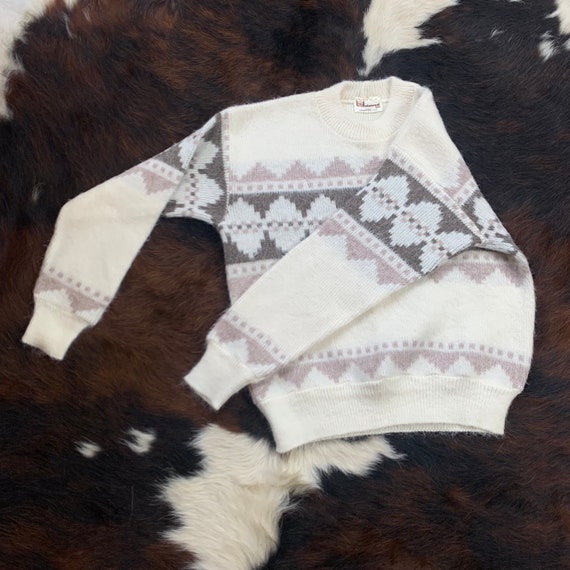 70s-80s vintage ARGYLE Neutral Tones Sweater Sz M… - image 4