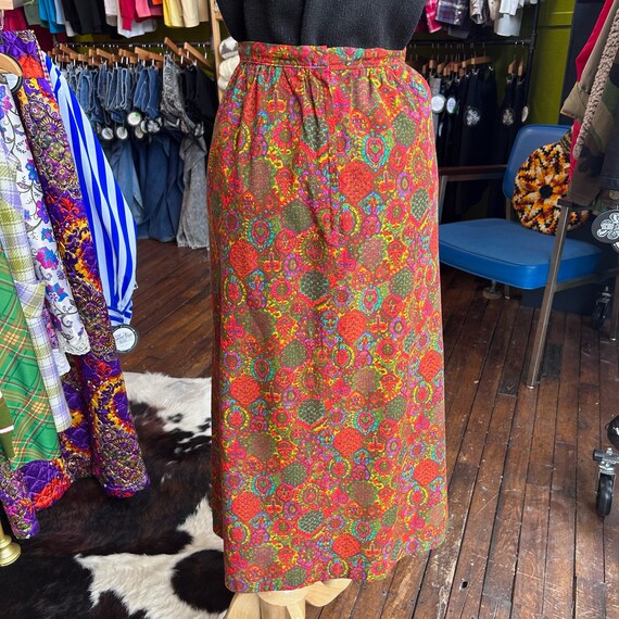 Vintage PSYCHEDELIC print Midi SKIRT 29” Waist - image 8