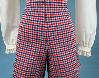 60s Vintage GINGHAM High Waist Shorts Size XL