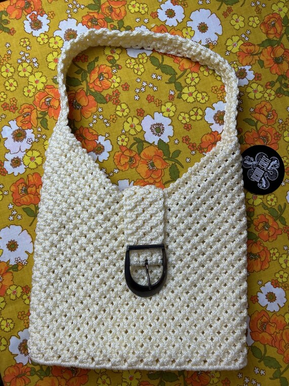 1960s/70s Cream Macrame Handbag