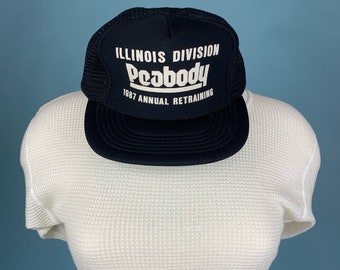 80s Vintage Black Mesh PEABODY Trucker Hat