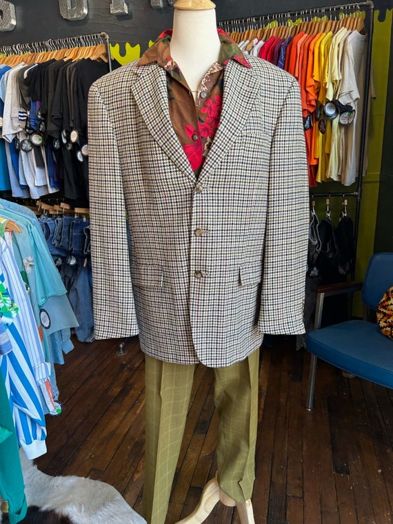 1990s Tommy Hilfiger Houndstooth Blazer Sz Med-Lg