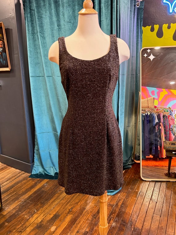 90s Cynthia ROWLEY Metallic Little Black MINI Dres