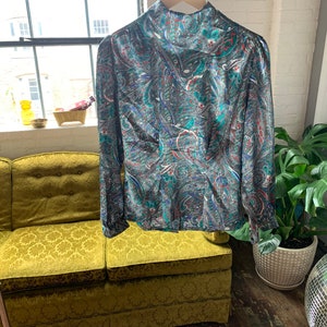 80s Vintage Paisley Blouse image 3