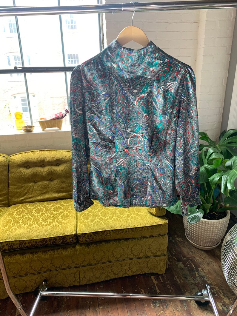 80s Vintage Paisley Blouse image 3