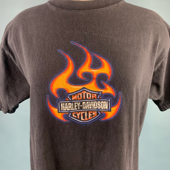 00s Vintage HARLEY Davidson Flame Logo T-shirt Sz Lg - Etsy