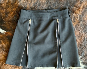 1990’s Y2K Double Zipper Black A-Line Mini Skirt size Small