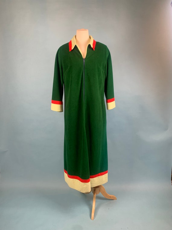 1970s Vanity Fair Green ROBE House Coat Sz L