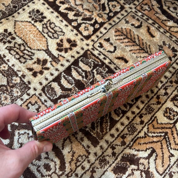 50s vintage TAPESTRY woven Clutch PURSE - image 5